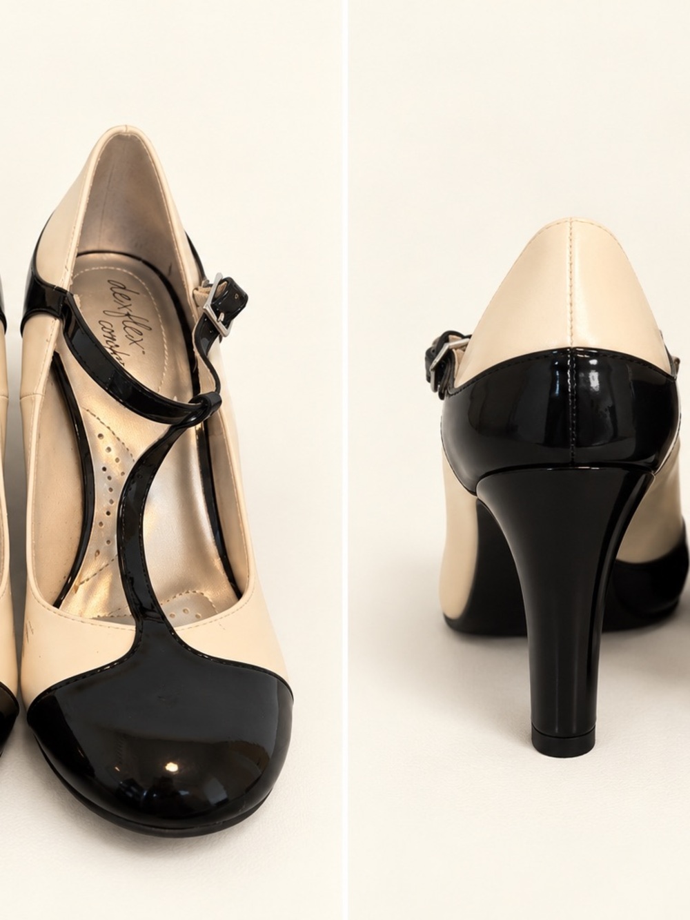 dexflex comfort Black and Cream Mary Jane Heel Pumps - Picture 2 of 2